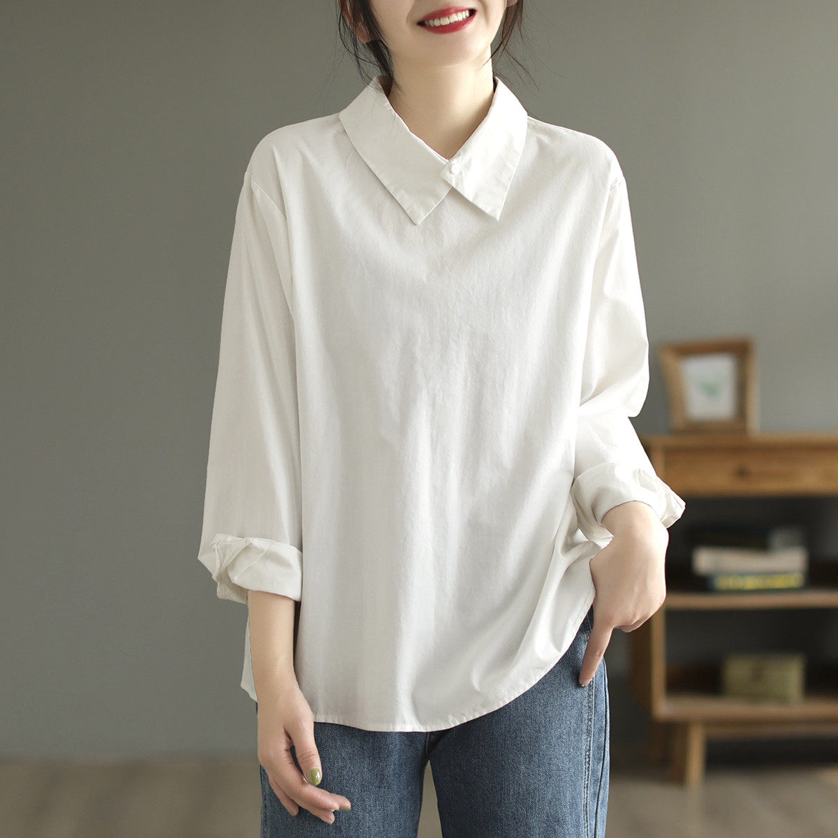 ワイシャツ 長袖　完売品 コットン100 新品　ノットパターン M　綿100