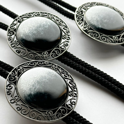 Silver Looptie オニキス 七宝焼のループタイ ボロタイ 銀製金具 シルク紐使用 6枚目の画像