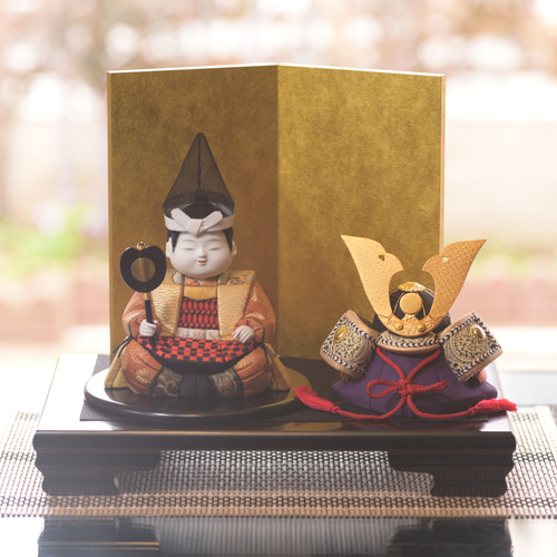 五月人形 兜飾り 木目込み人形 【大将】 橙 五月人形・こいのぼり 有松
