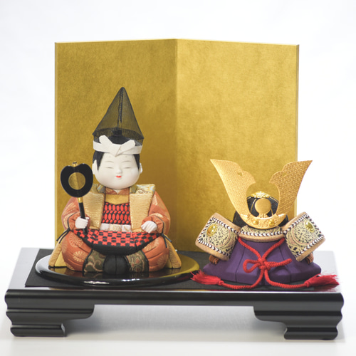 木目込人形❉兜引き❉男の子♡台付き！ 五月人形 兜飾り 木目込み人形 【大将】 橙 五月人形・こいのぼり 有松