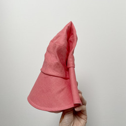 《受注製作》ピンク ツートンカラー スクエアクロシェ クロシェ 帽子 つば広 大人 ピンク たためる帽子 大きい 小さい 10枚目の画像