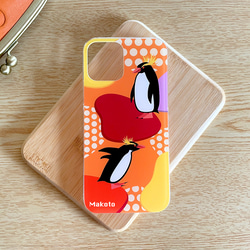 【受注製作品】イワトビペンギンのiPhoneケース（Android対応）ハードケース スマホケース 名入れ 動物 鳥 8枚目の画像