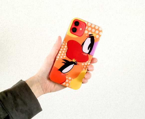 【受注製作品】イワトビペンギンのiPhoneケース（Android対応）ハードケース スマホケース 名入れ 動物 鳥 3枚目の画像