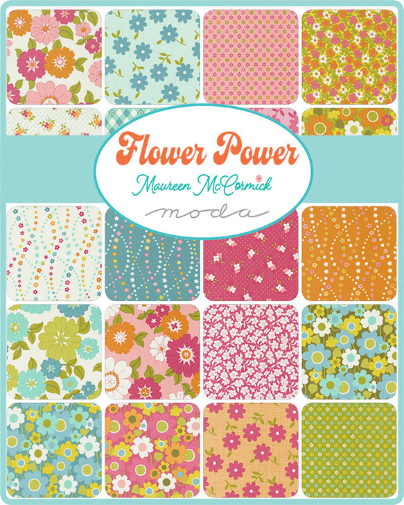 USAコットン moda mini charm 42枚セット Flower Power 2枚目の画像