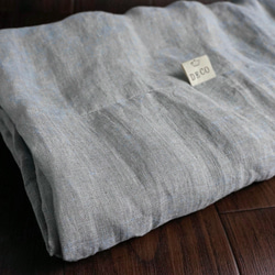高品質亞麻圍巾霜藍色 x 亞麻淺藍色 第6張的照片