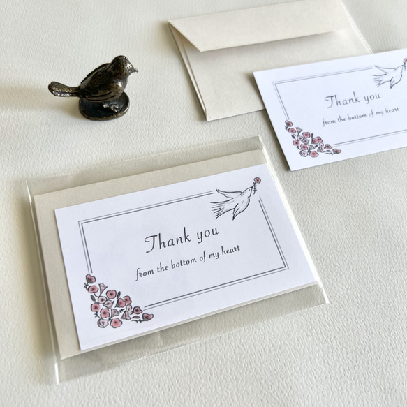 ペチュニアと鳥のミニカード&封筒セット / Thank you / メッセージカード / ありがとう / 母の日 8枚目の画像