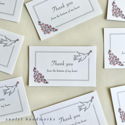 ペチュニアと鳥のミニカード&封筒セット / Thank you / メッセージカード / ありがとう / 母の日 3枚目の画像
