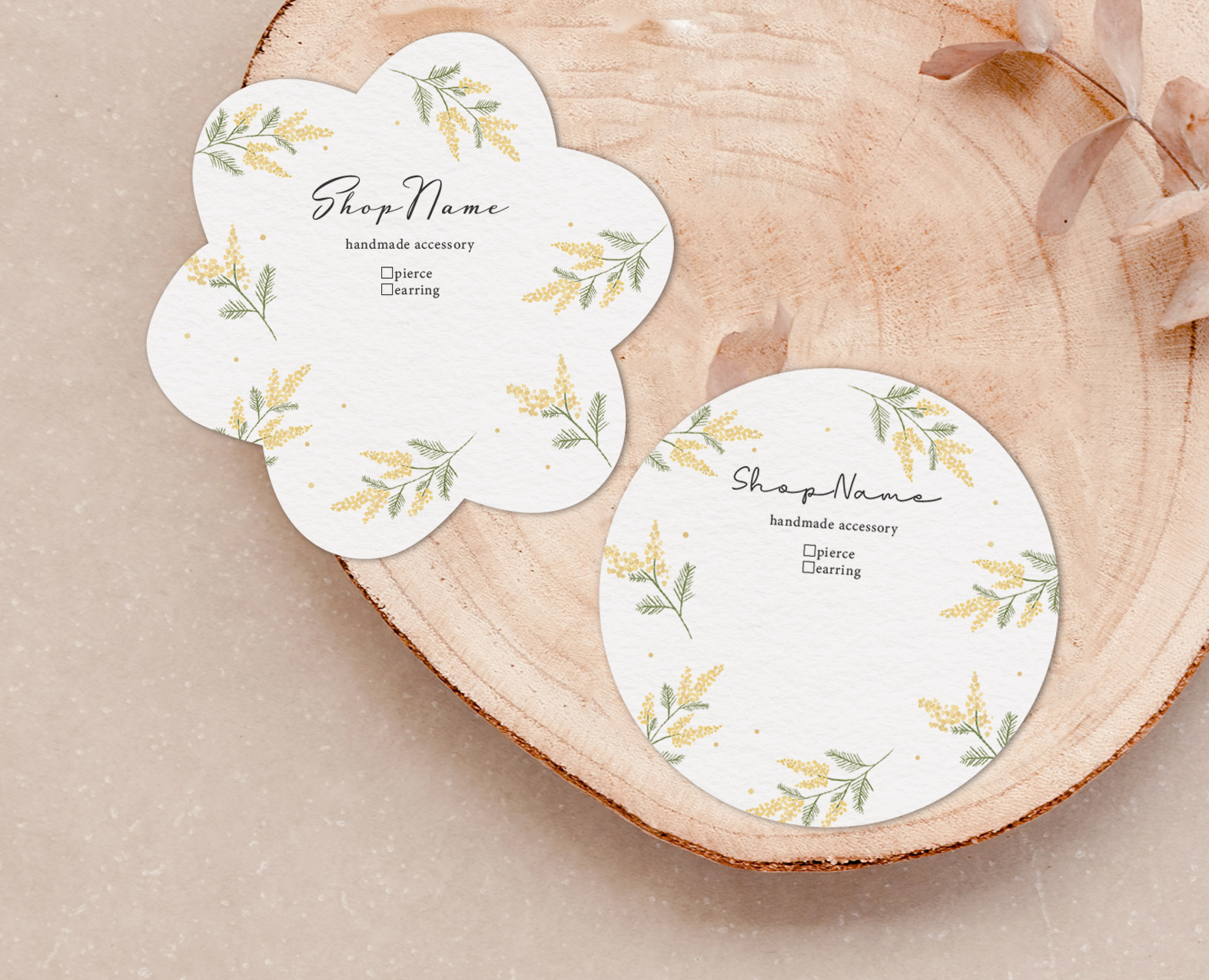 文字入れ・フォント変更可☆丸型&お花型のアクセサリー台紙_No.120