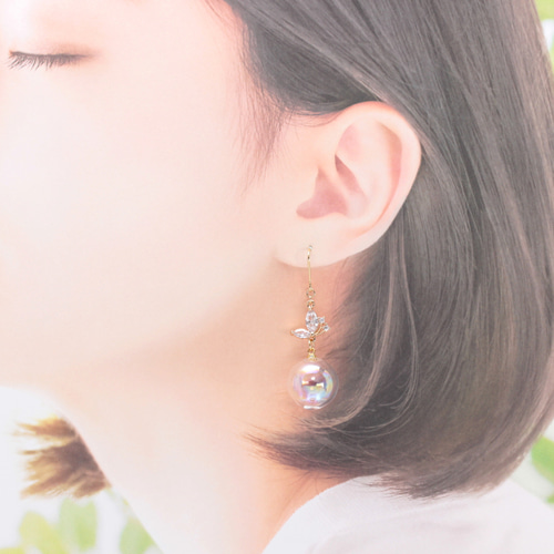 しゃぼんだま。ちょう(982) ピアス/イヤリング/ノンホールピアス/樹脂 