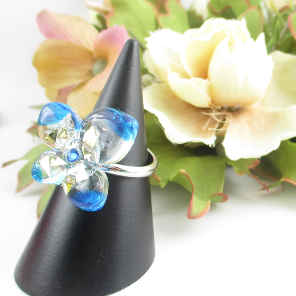 ありったけのクォーツに紫陽花が咲くように、君の笑顔も咲き乱れてほしい♪(創作リング)SR858 1枚目の画像