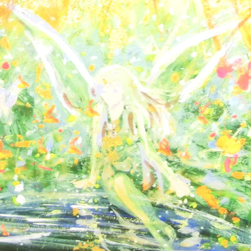 彩原画 「不思議な力」A4 純金箔 純銀箔 額サイズ 46×34