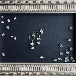 【ピアス変更可】ハーキマーダイヤモンドの2連ノンホールピアス【14kgf、K10、K18】 1枚目の画像