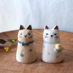 陶器で作った人形 ネコのマフィン  ( 花ポケット 2 ) 7枚目の画像