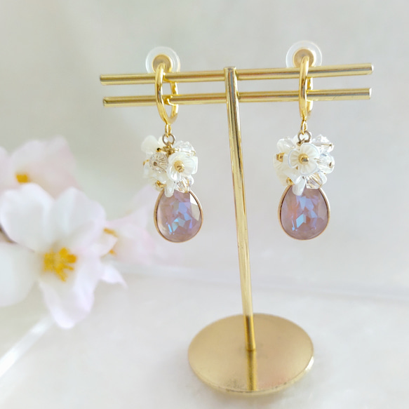 SAKURA イヤリング/ピアス ♡金属アレルギー対応┃ノンホールピアス┃上品┃普段使い┃おでかけ┃春 4枚目の画像