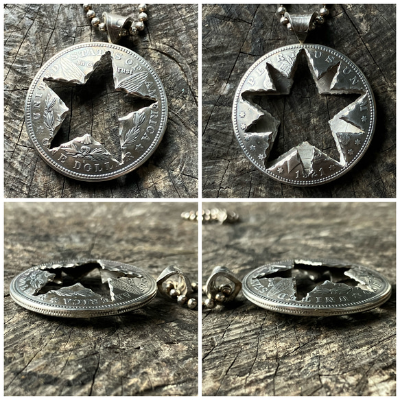 アメリカ カットコイン ペンダント モルガンダラー ネックレス 銀貨 シルバー900% アクセサリー ブランド ReD 3枚目の画像