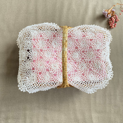 手編み　選べる２色＊クロッシェレース♢ドイリー　オーバル　アンティーク風紅茶染め／ナチュラルホワイト　フレンチカントリー 6枚目の画像