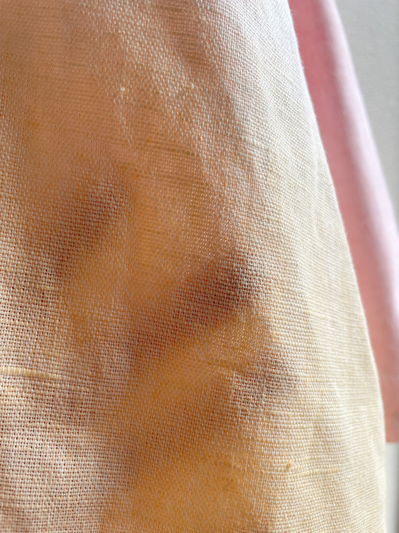 送料無料 ゆったり身幅　泥染のリトアニアリネン羽織りカーディガン " Tropical Time " ピンク 17枚目の画像