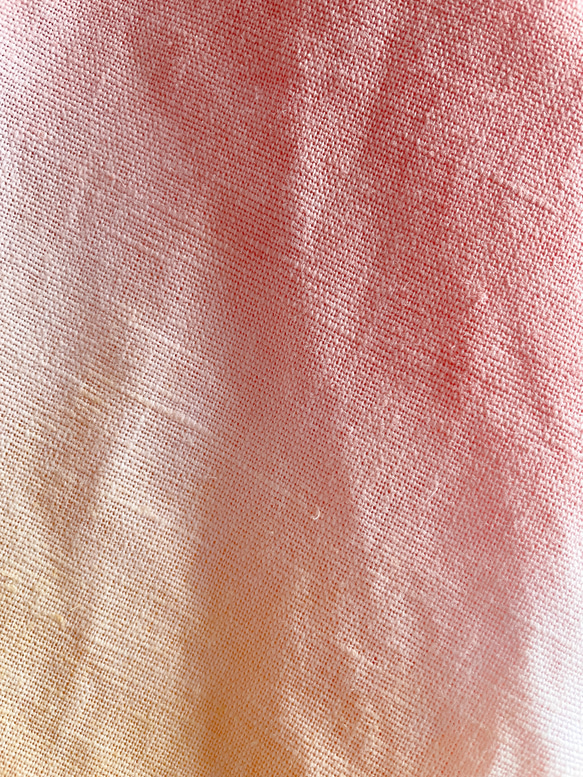 送料無料 ゆったり身幅　泥染のリトアニアリネン羽織りカーディガン " Tropical Time " ピンク 15枚目の画像