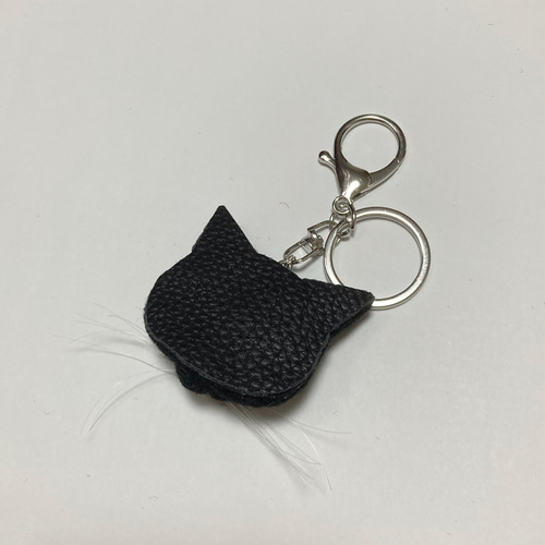 羊毛フェルト 猫キーホルダー 黒猫 金眼 キーホルダー まめちま 通販