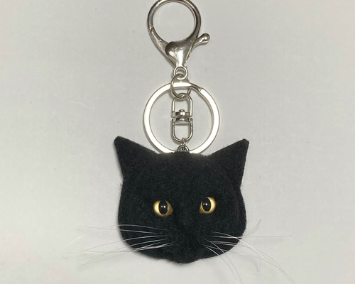 ファー猫顔キーホルダー セール チャーム キーホルダー 世界で一つだけのお顔付