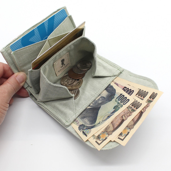再販『お札を折らずに入れられる』ミニ財布 リバティ【Voysey ヴォイジー】 6枚目の画像