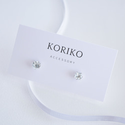 アクアマリン 一粒ピアス ４ｍｍ　3月誕生石　サージカルステンレス　金属アレルギー対応　天然石　つけっぱなし　小粒　 13枚目の画像