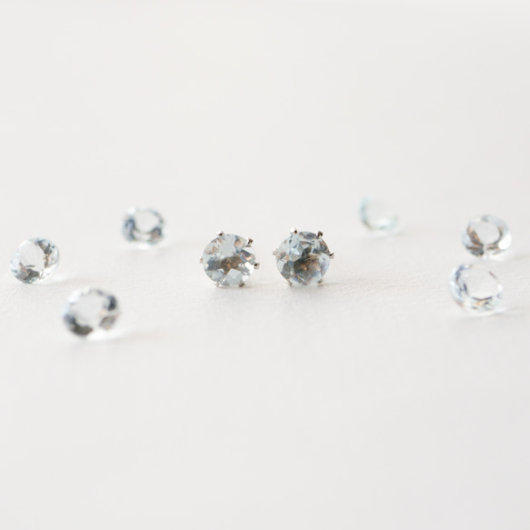 アクアマリン 一粒ピアス ４ｍｍ　3月誕生石　サージカルステンレス　金属アレルギー対応　天然石　つけっぱなし　小粒　 9枚目の画像