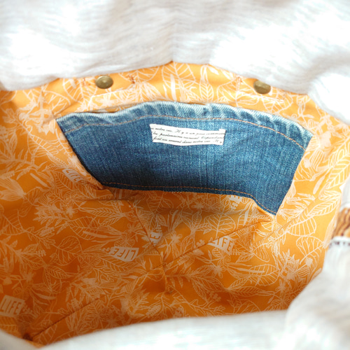 No.194【DENIM✖️カゴバッグ✨】デニムリメイク巾着ピクニック
