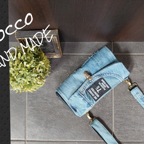 No195【DENIM✖️ダルメシアン❤️】デニムリメイクやりくり財布  