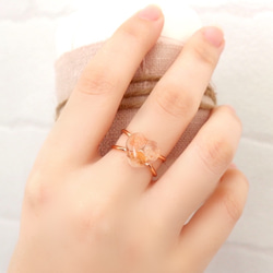 太陽石橙心雙十字戒指樹脂戒指寶石天然石 第9張的照片