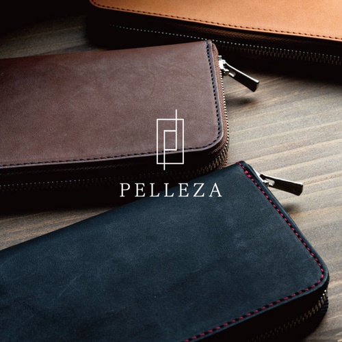 素染め 長財布 本革 PELLEZA ラウンドファスナー メンズ 栃木レザー