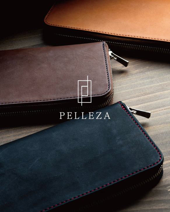 素染め 長財布 本革 PELLEZA ラウンドファスナー メンズ 栃木レザー ヌメ革 YKK エクセラ 本革 エクセラ 合皮 フェイクレザー