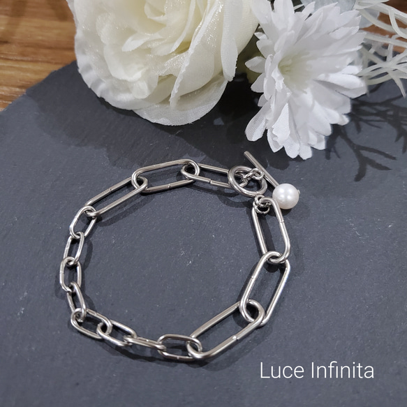 Different size chain Bracelet　＋淡水パール 3枚目の画像