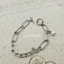 Different size chain Bracelet　＋淡水パール 1枚目の画像