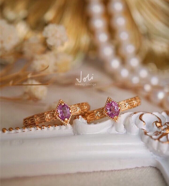 桜の誓い 天然ピンクサファイア キラキラ ゴージャス レトロ さくら サクラ ナチュラル リング 指輪 ミル打ち 春