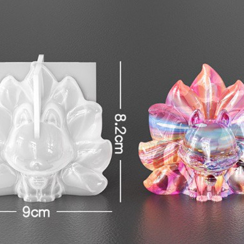 九尾狐♥️パープル&ホワイト♥️オルゴナイト バッグチャ 