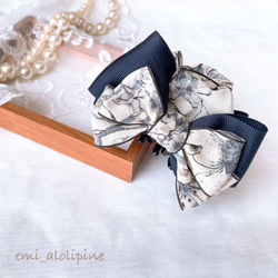 シフォンリボン 花柄 リボンヘアゴム たらりん リボン ヘアゴム