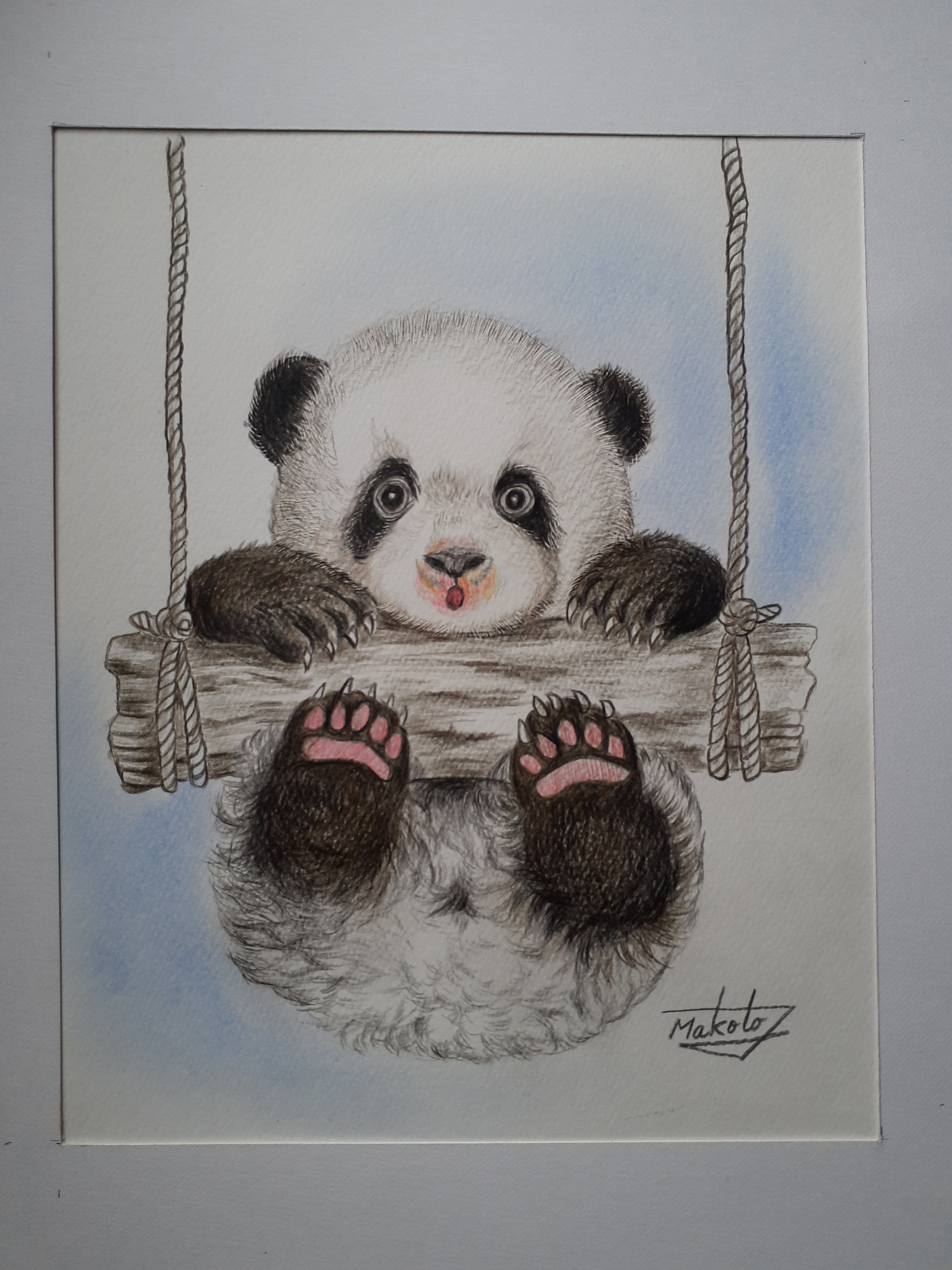 “やっほい” 色鉛筆画 パステル パンダ やっほい” 色鉛筆画 パステル パンダ やっほい” 色鉛筆画