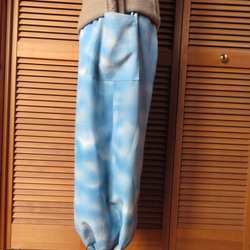 空色のもんぺパンツ　総丈９０ｃｍ　着物リメイク 7枚目の画像