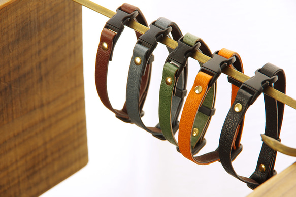 《RUSSETY》Soft leather cat collar　やさしい革の猫用首輪《5colors》 5枚目の画像