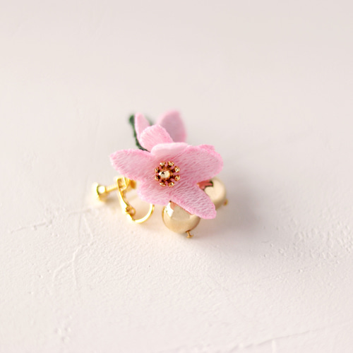 ポメころび❤️レモンクォーツ　トリプレット　桜　カービング　フープイヤリング de7b78714788222b0151dffdaec2ad