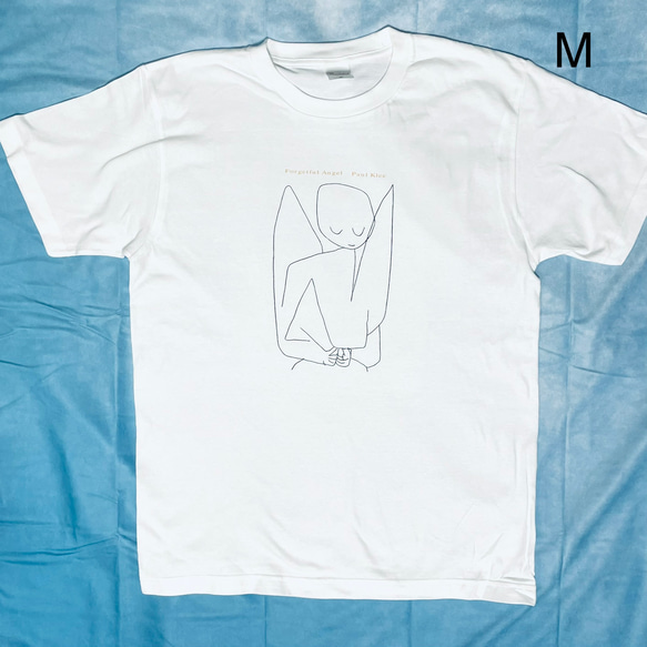 パウル・クレー　忘れっぽい天使　綿5.6オンスTシャツ 白　SMLサイズ有り 4枚目の画像