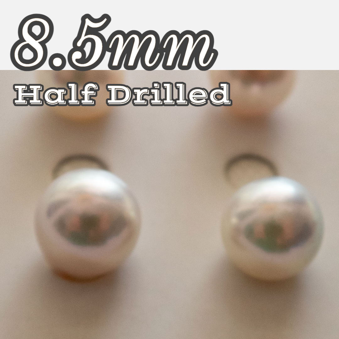 8.5mm 片穴 2粒1ペア テリ巻きあり アコヤ真珠 ルース  [8P60901]