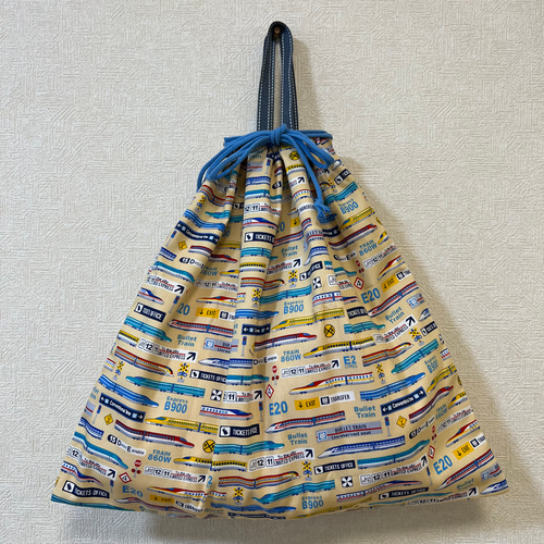 大きな巾着袋】45×50センチ便利な大きな巾着！新幹線柄☆タオルシーツ 