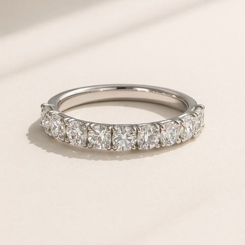 モアサナイト エタニティリング 3mm｜10石 ハーフエタニティ（Dカラー