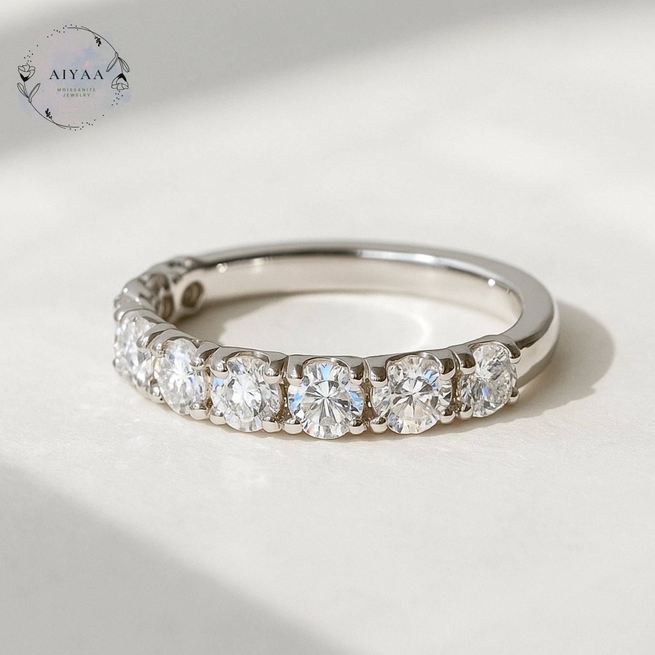 モアサナイト エタニティリング 3mm｜10石 ハーフエタニティ（Dカラー