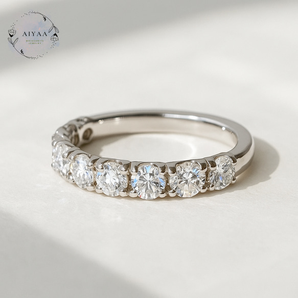 モアサナイト エタニティリング 3mm｜10石 ハーフエタニティ（Dカラー