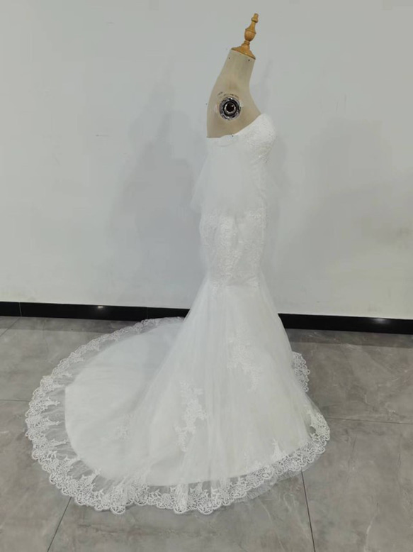 免運費！婚紗 人魚線3D立體蕾絲刺繡 華麗列車新娘/婚禮/酒會 第4張的照片