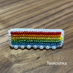 レインボーヘアクリップ　ビーズ刺繍　 1枚目の画像