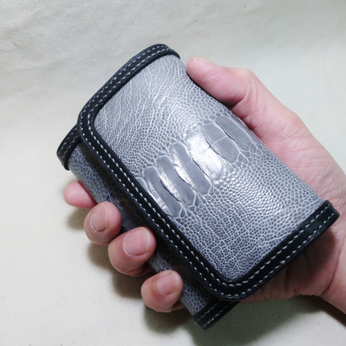 3つ折りウォレット ダチョウ オーストレッグ 革財布 3つ折り財布 3つ折りウォレット ダチョウ オーストレッグ 革財布 3つ折り財布